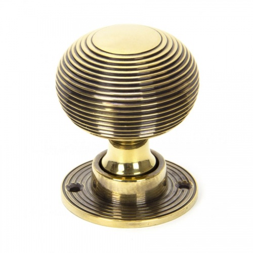 Aged Brass Beehive Mortice/Rim Knob Set